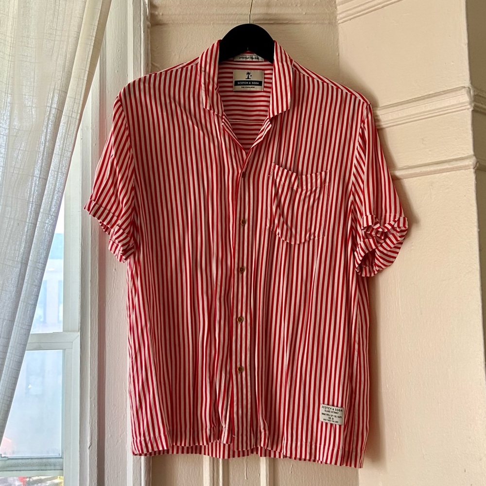 Scotch & Soda short sleeve red striped button down